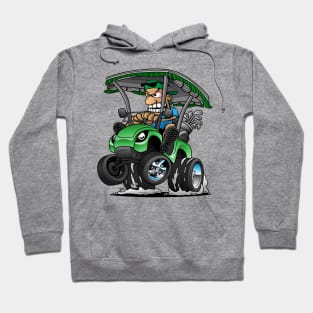 Funny Golf Cart Hotrod Golf Car Popping a Wheelie Cartoon Hoodie